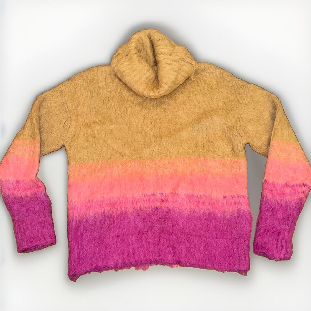 Tanya Taylor Pullover Sweater Alpaca Wool Long Sleeve XS Beige Pink Turtleneck